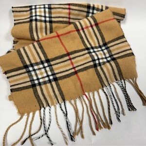 Tan,Black,White With Red Striped Scarf ￼